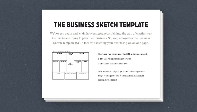 one page business plan template - Fizzle