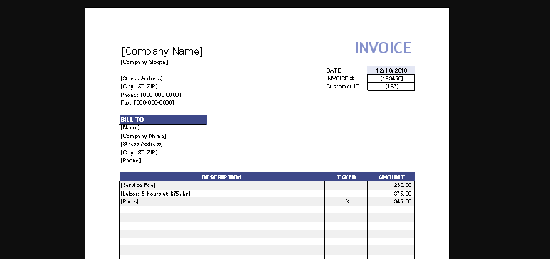 excel invoice software free download