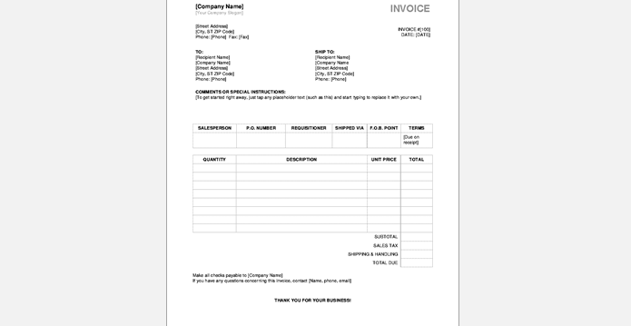 Freelance Invoice Template for Microsoft Word