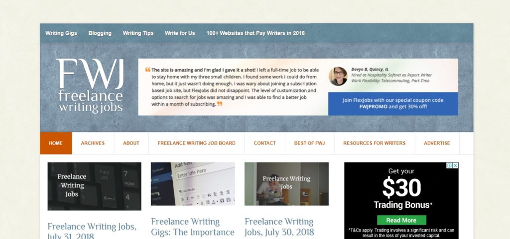 Freelance gigs for budding writers at FWJ