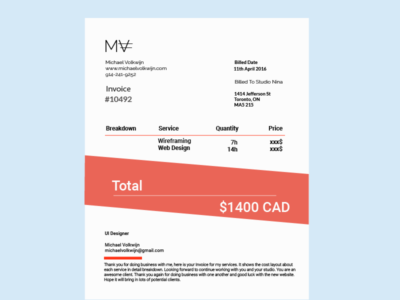 graphic design invoices templates free