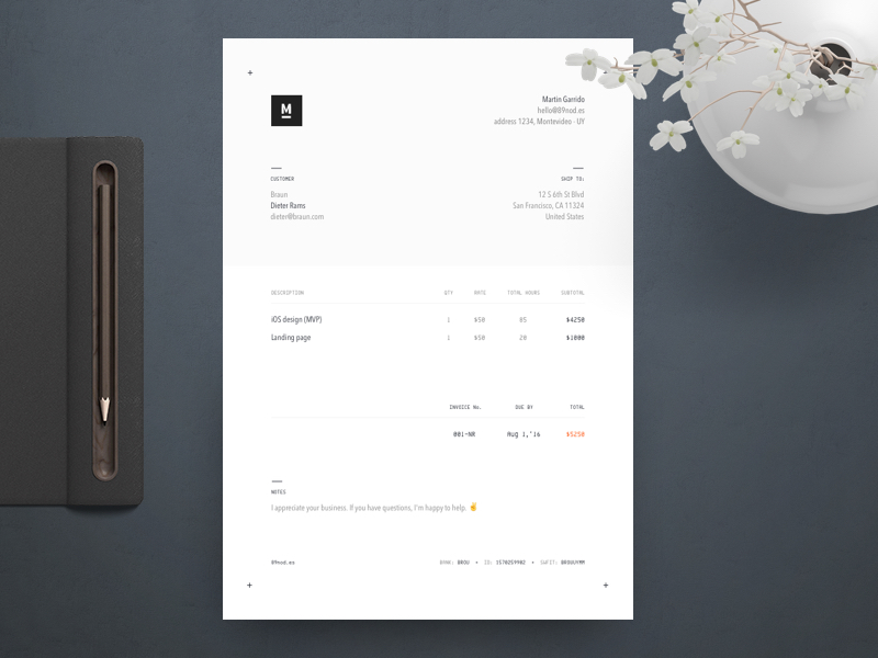Graphic Design Invoice - Keep it modern