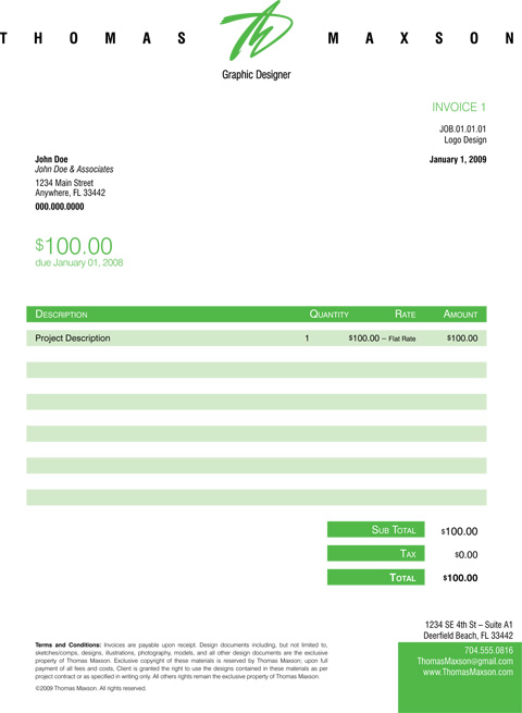 Graphic Designer Invoice Template from millo.co