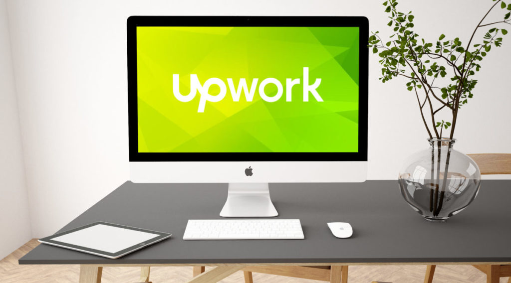 Freelance Site Upwork Logo on Computer