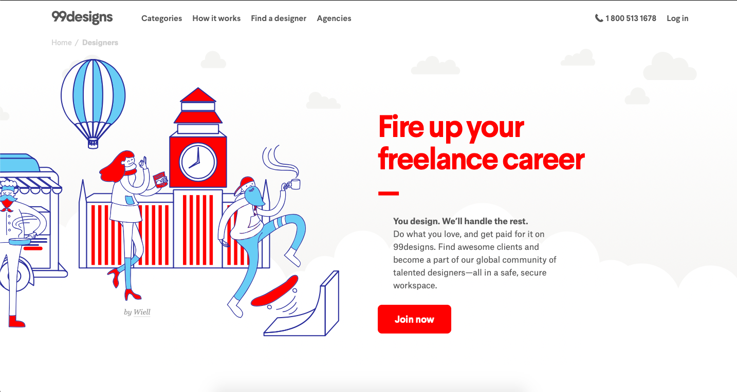 99Designs is a platform for finidng freelance graphic design jobs