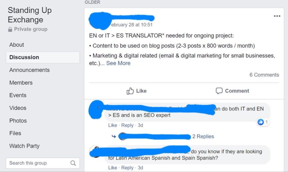 freelance translation jobs - facebook