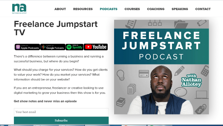 podcasts for freelancers- Freelance Jumpstart TV