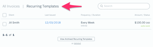 recurring invoice - freshbooks