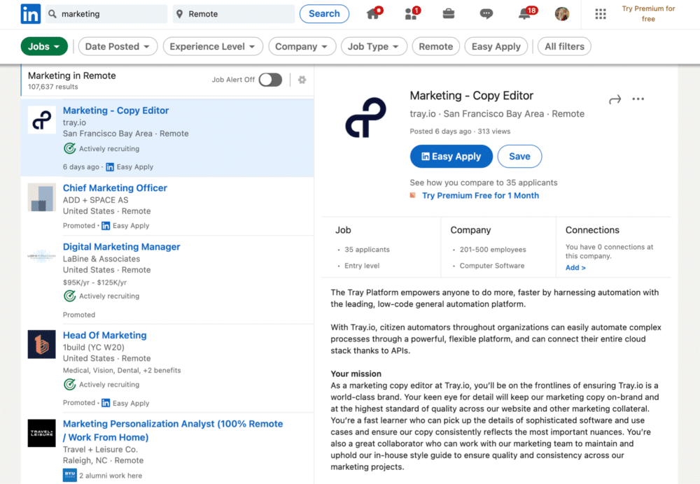 Remote Marketing Jobs - linkedin