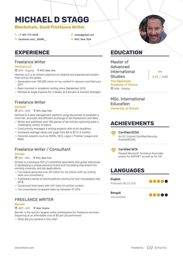  freelancer resume