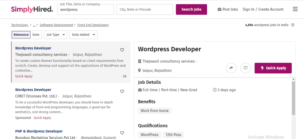wordpress developer jobs - simply hired