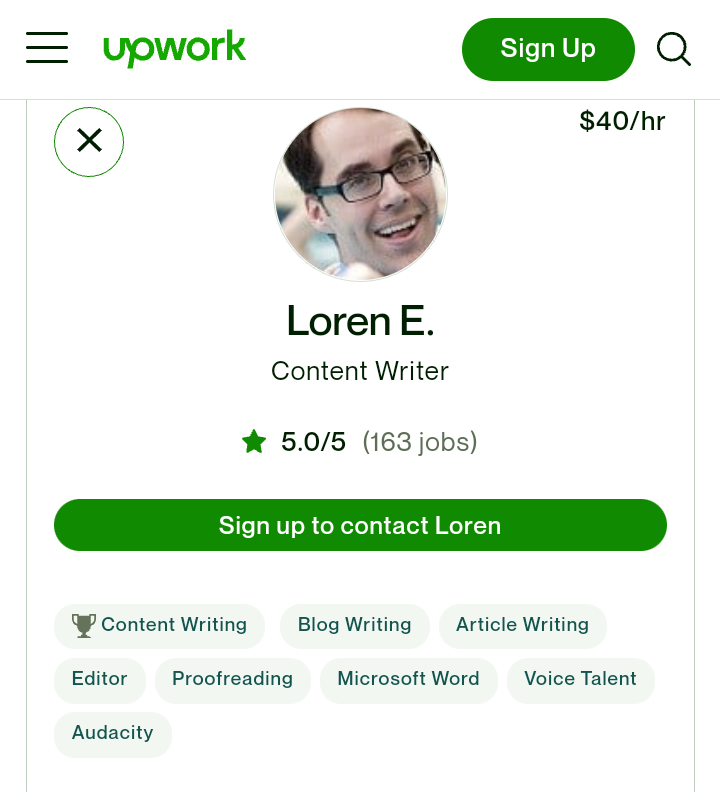 upwork profile example