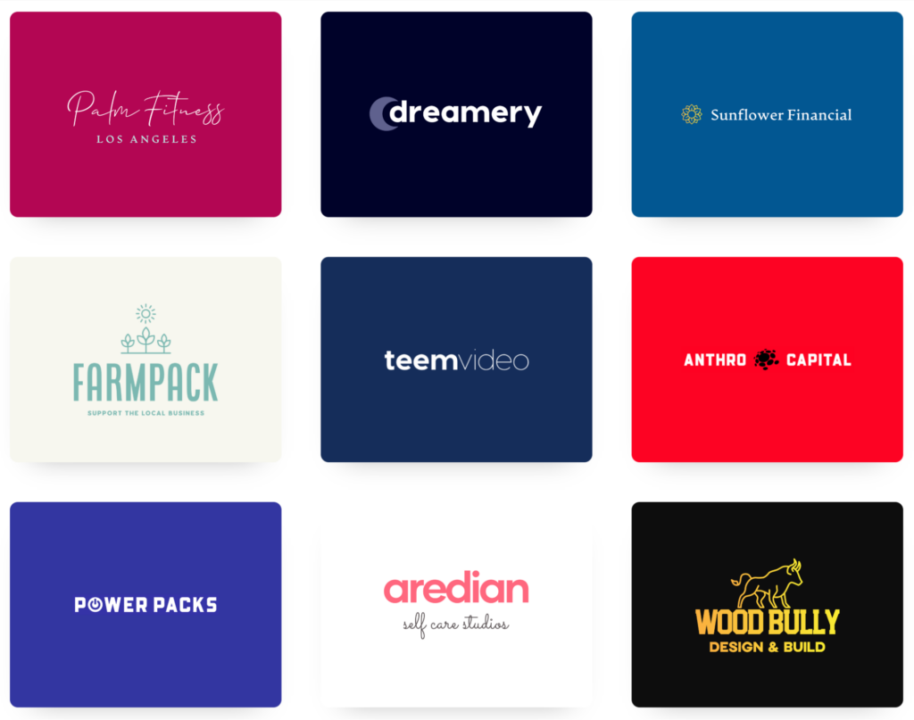 Different logo style options generated by Looka.
