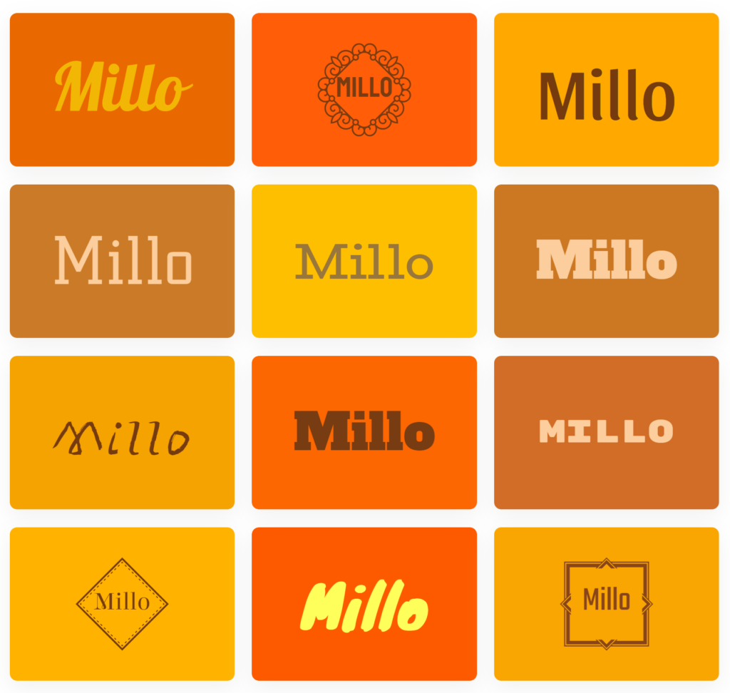 Orange logos generated from designs.ai