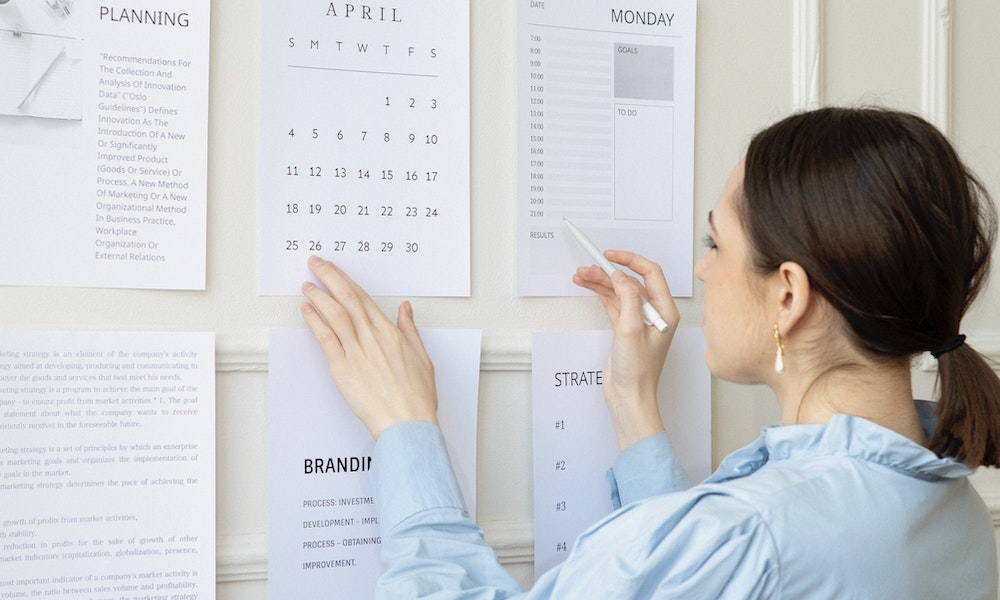 Freelancer managing her calendar