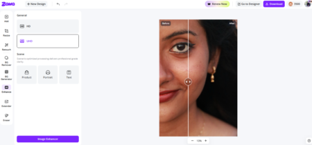 Zawa AI Image Enhancer for upscaling and improving image quality