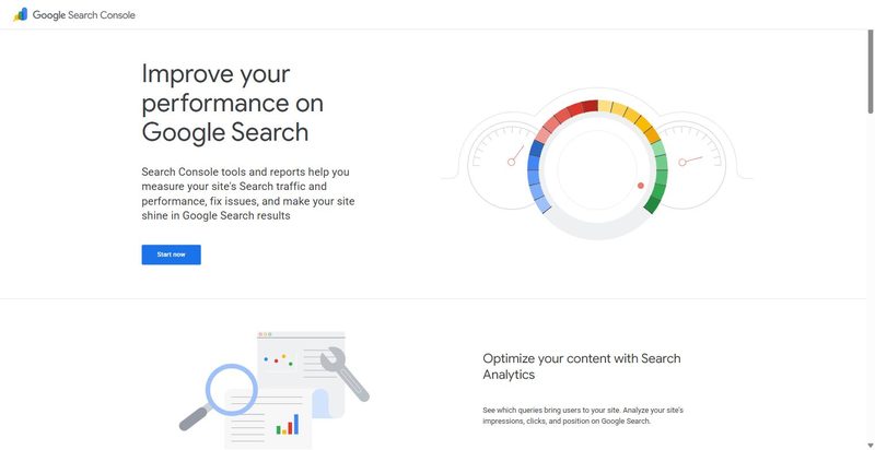 Google Search Console homepage