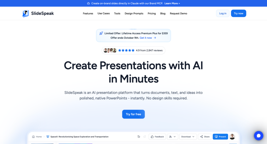 SlideSpeak homepage